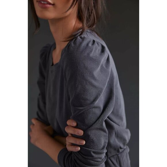 Anthropologie Sundry Shirred Mini Dress (Size M) Grey Long Sleeve Tight Fitted - Picture 5 of 12